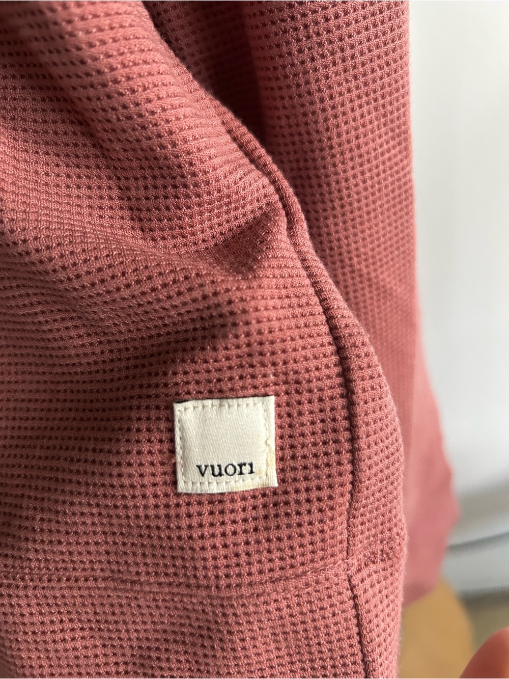 Vuori Rust Waffle-Knit Snap-Hood Pullover - Picture 2 of 9